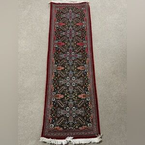 Persian Ghom Hand-Knotted Wool Rug Runner
